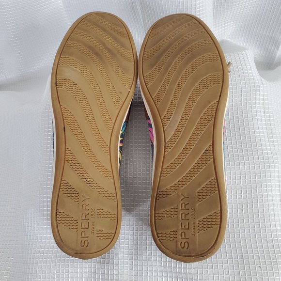 Sperry Top Sider Womens Size 8.5 M Boat Deck Shoes Tan Leather Firefish Seaweed - Picture 5 of 9